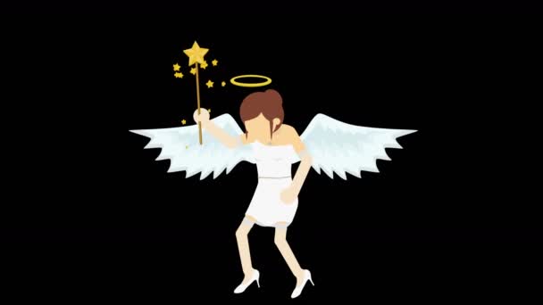 Cute Angel Illustration Love Peace Business Character Cosplay Abstract Loop — Stock Video