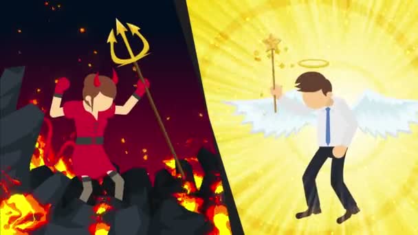 Ангел Диявол Костюм Графічний Щасливий Або Нещасний Битва Змагання Косплей — стокове відео