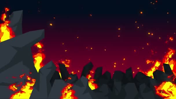 Onda Abstrakt Animation Apokalyptiska Helvetet Bakgrund Fire Flames Spooky Vildmark — Stockvideo