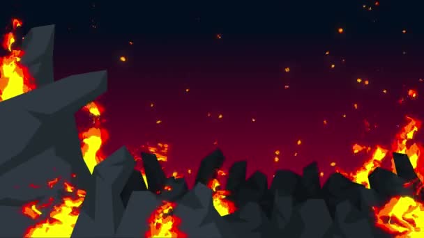 Animation Abstraite Maléfique Fond Enfer Apocalyptique Flammes Feu Sur Une — Video