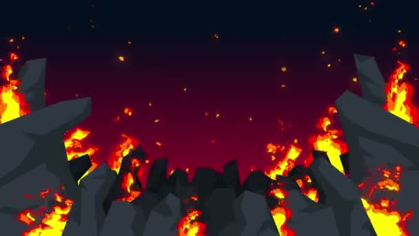 Zła Abstrakcyjna Animacja Tle Apokaliptycznej Piekła Ogień Płomienie Pustyni Upiorny — Wideo stockowe
