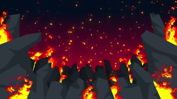 Onda Abstrakt Animation Apokalyptiska Helvetet Bakgrund Fire Flames Spooky Vildmark — Stockvideo