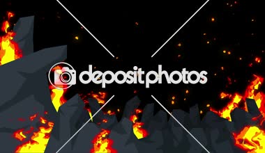 Kötü soyut animasyon, Kıyamet Cehennem arka plan, yangın alevleri ürkütücü vahşi üzerinde,