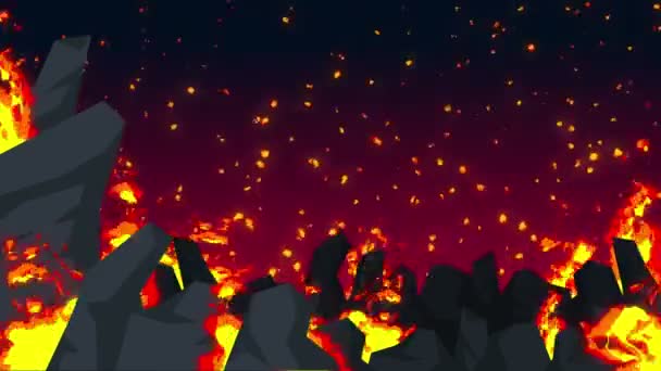 Evil Animazione Astratta Sfondo Inferno Apocalittico Fiamme Fuoco Spettrale Deserto — Video Stock