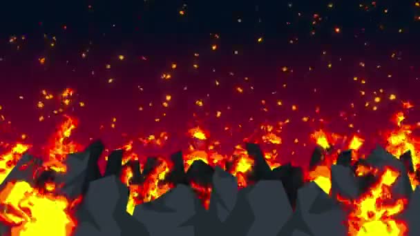 邪恶的抽象动画 启示录地狱背景 火焰在诡异的荒野 — 图库视频影像