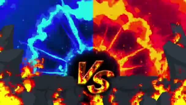 Мультяшна Анімація Вогню Фону Петлі Полум Змагання Бойова Гра Піктограма — стокове відео
