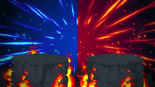 Cartoon Fire Animation Flame Loop Background Competition Battle Game — Stock Video