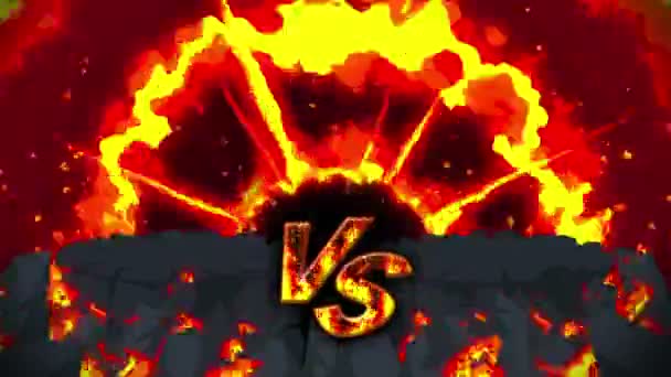 Мультяшна Анімація Вогню Фону Петлі Полум Змагання Бойова Гра Піктограма — стокове відео