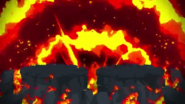 Animation Feu Bande Dessinée Fond Boucle Flamme Concurrence Jeu Bataille — Video