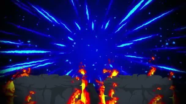 Cartoon Fire Animation Flame Loop Background Competition Battle Game — Stock Video