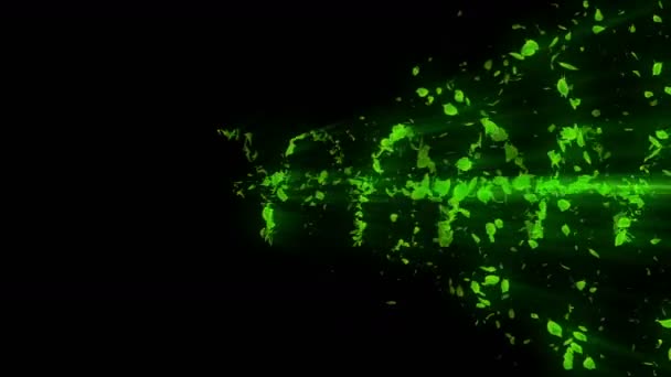 Vortex Feuilles Vertes Particule Spirale Brillante Feuilles Saisonnières Feuille Dansante — Video