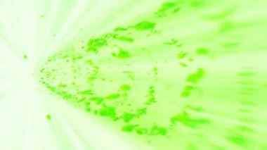 Yeşil yapraklardan Vortex. Mevsimlik yaprakları spiral parlak parçacık. Dans eden yaprak. Renkli doğa tüneli döngü animasyonu.