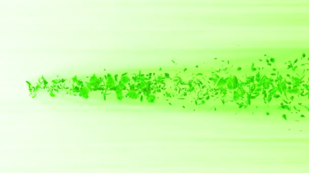緑の葉からの渦 季節の葉のスパイラル光沢のある粒子 ダンスリーフ カラフルな自然のトンネルループアニメーション — ストック動画