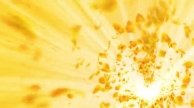 Sarı yapraklardan Vortex. Mevsimlik yaprakları spiral parlak parçacık. Dans eden yaprak. Renkli doğa tüneli döngü animasyonu.