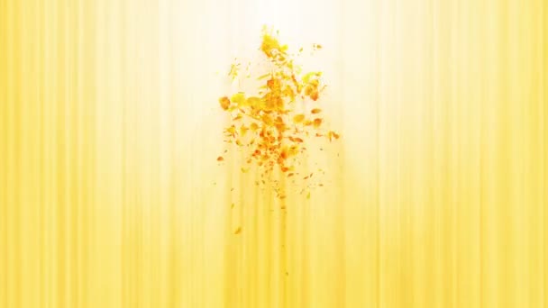 Wirbel Aus Gelben Blättern Spirale Glänzende Teilchen Von Saisonalen Blättern — Stockvideo