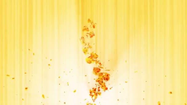 黄叶的漩涡 季节性叶子的螺旋闪亮颗粒 跳舞的叶子 五颜六色的自然隧道循环动画 — 图库视频影像