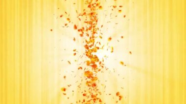 Sarı yapraklardan Vortex. Mevsimlik yaprakları spiral parlak parçacık. Dans eden yaprak. Renkli doğa tüneli döngü animasyonu.