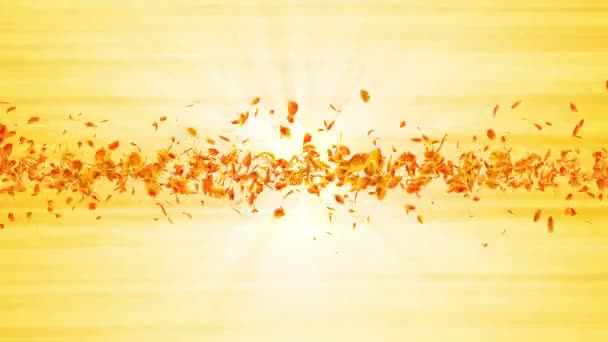 Вихрь Желтых Листьев Спиральная Блестящая Частица Сезонных Листьев Танцующий Лист — стоковое видео