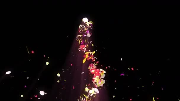 Kolorowe Płatki Spiralne Błyszczące Płatki Kwiatów Kwiat Wzór Piękny Taniec — Wideo stockowe