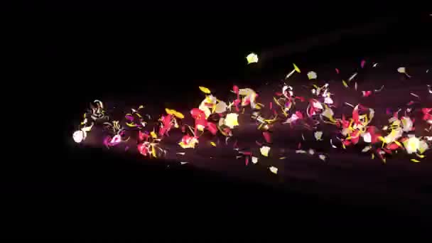 Kolorowe Płatki Spiralne Błyszczące Płatki Kwiatów Kwiat Wzór Piękny Taniec — Wideo stockowe