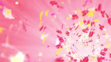 Renkli yaprakları. Çiçeklerin sarmal parlak yaprakları. Çiçek deseni. Güzel dans eden Petal. Spin yaprakları gelen Vortex. Soyut döngü animasyonu.