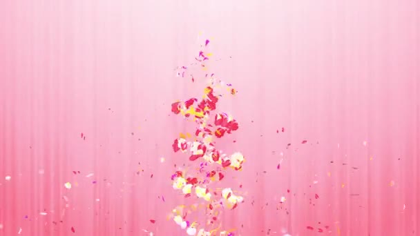 Bunte Blütenblätter Spiralförmig Glänzende Blütenblätter Blütenmuster Hübsches Tanzendes Blütenblatt Wirbel — Stockvideo