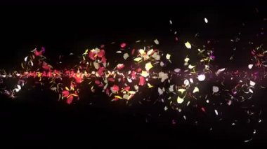 Renkli yaprakları. Çiçeklerin sarmal parlak yaprakları. Çiçek deseni. Güzel dans eden Petal. Spin yaprakları gelen Vortex. Soyut döngü animasyonu.