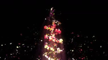 Renkli yaprakları. Çiçeklerin sarmal parlak yaprakları. Çiçek deseni. Güzel dans eden Petal. Spin yaprakları gelen Vortex. Soyut döngü animasyonu.