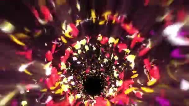 Барвисті Пелюстки Спіральні Блискучі Пелюстки Квітів Квітковий Візерунок Досить Танцююча — стокове відео
