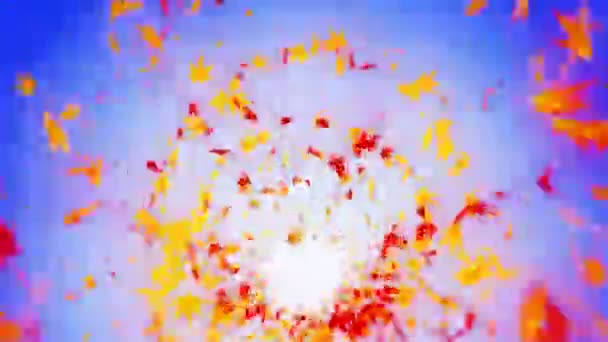 Vórtice Arce Colorido Hojas Espiral Partícula Brillante Hojas Otoño Hoja — Vídeo de stock