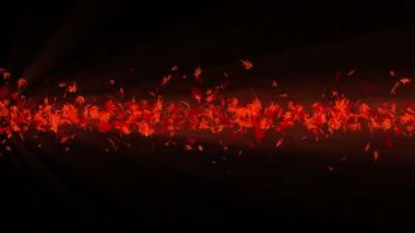 Renkli akçaağaç ve yaprakları Vortex. Sonbahar yaprakları sarmal parlak parçacık. Dans eden yaprak. Renkli doğa tüneli döngü animasyonu.
