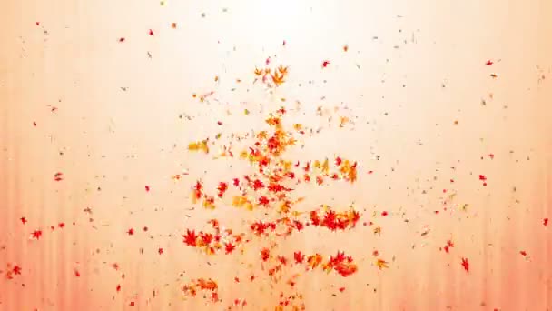 Vortex Colorful Maple Leaves Spiral Shiny Particle Autumn Leaves Dancing — Stock Video