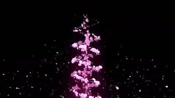 벚꽃의 나선형 빛나는 사쿠라 패턴입니다 일본의 분홍색 꽃잎에서 소용돌이 애니메이션 — 비디오