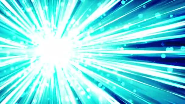 太空中的恒星射线 卡通光束循环动画 未来技术概念背景 带有线条的爆炸之星 — 图库视频影像