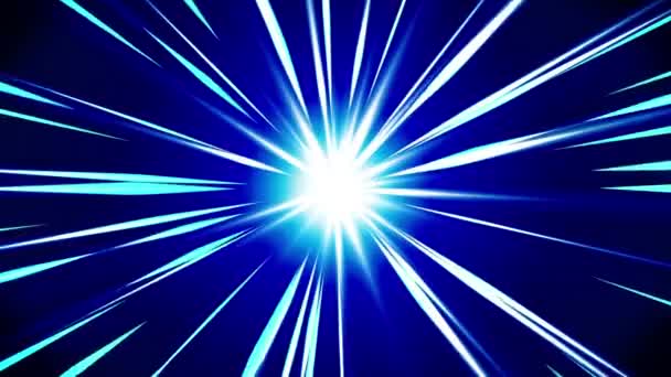 宇宙に光をスターバースト 漫画のビームループアニメーション 将来の技術コンセプトの背景ラインのある爆発の星 — ストック動画