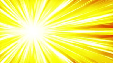 Karikatür ışını animasyonu. Parlak güneş arka planı. Cennette Sunburst ışınları. Soyut döngü tasarımı.