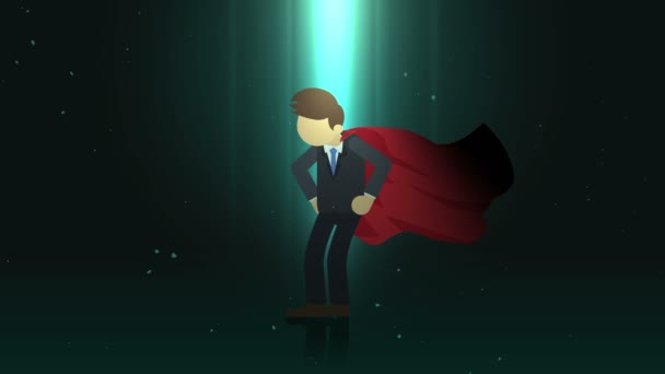 Supereroe Sotto Riflettori Simbolo Aziendale Concetto Leadership Successo Animazione Del — Video Stock