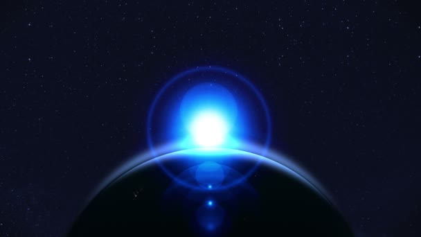 Нічна Тінь Земля Неонове Освітлення Простір Глобальний Анімація Циклу — стокове відео