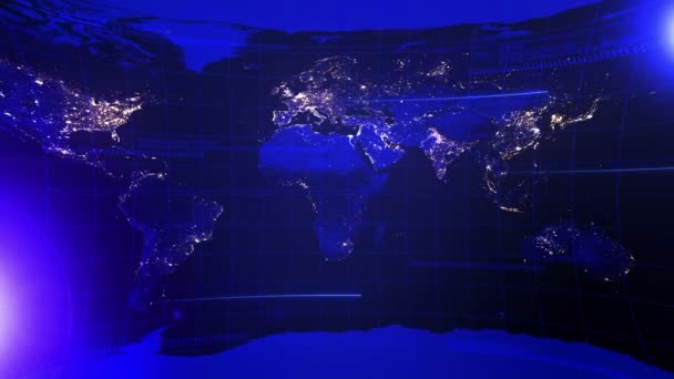 Fundo Transmissão Notícias Com Mapa Mundo Mundo Dos Negócios Global — Vídeo de Stock