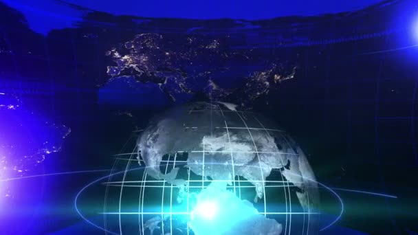 Novinky Vysílání Pozadí Mapou Světa Celý Svět Obchodu Globální Zpravodajský — Stock video