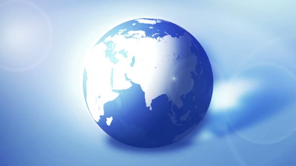 Бизнес Земля Голубая Сияющая Прозрачная Земля Всему Миру Цикл Анимации — стоковое видео