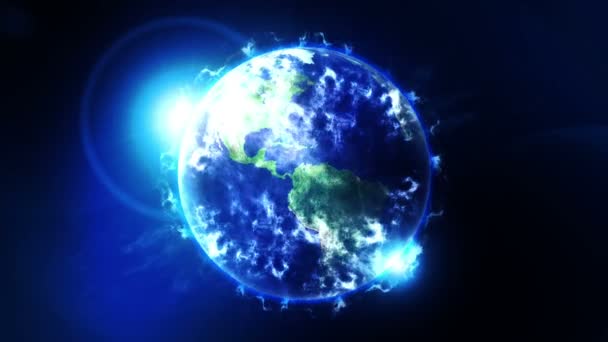 Felhő Föld Űrben Üzleti Szimbólum Föld Tenger Hangulatát Napfény Hurok — Stock videók