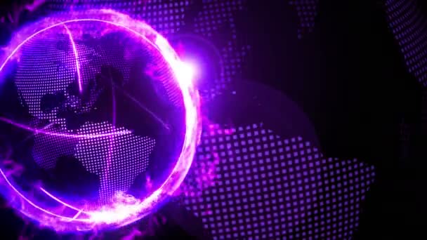 Réseau mondial sur la terre avec feu de la compagnie rivale. Animation en boucle 3D .