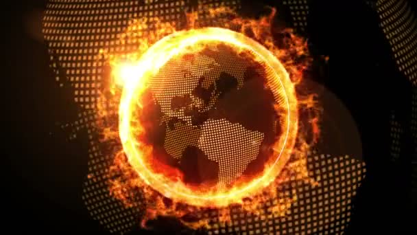 World Global Network Earth Rival Company Fire Loop Animation — Stok video