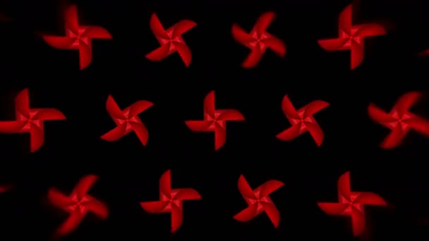 Red Paper Pinwheel Toy Wind Blowing Japanese Festival Windmill Loop — Stock Video