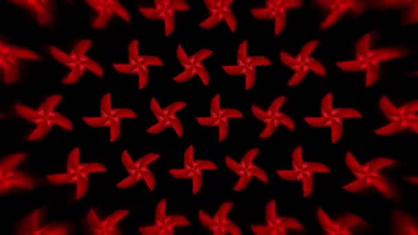 赤い紙のピンホイールのおもちゃ 風が吹いている 日本のお祭り 風車ループアニメーション — ストック動画
