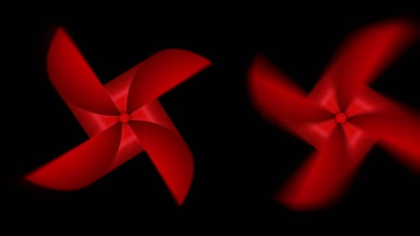 Kırmızı Kağıt Fırıldak Oyuncak Rüzgar Esiyor Japon Festivali Yel Değirmeni — Stok video
