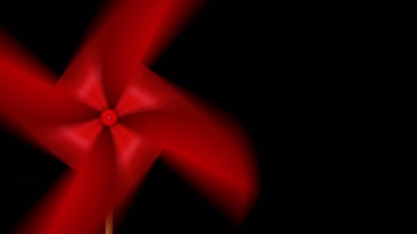 Red Paper Pinwheel Toy Wind Blowing Japanese Festival Windmill Loop — Stock Video