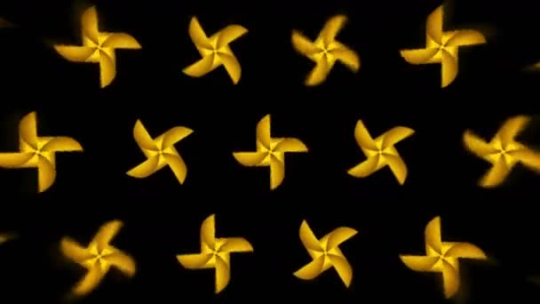 Золотий Папір Вертушка Іграшка Вітер Дме Японський Фестиваль Анімація Цикл — стокове відео