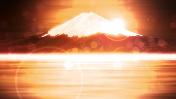 Fuji Lake Fuji Mountain Traditional Scenery Loop Animation — Stock Video